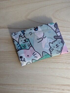 Cat Print Foldable Shopping Bag, New Without Tag, Compact Reusable Washable